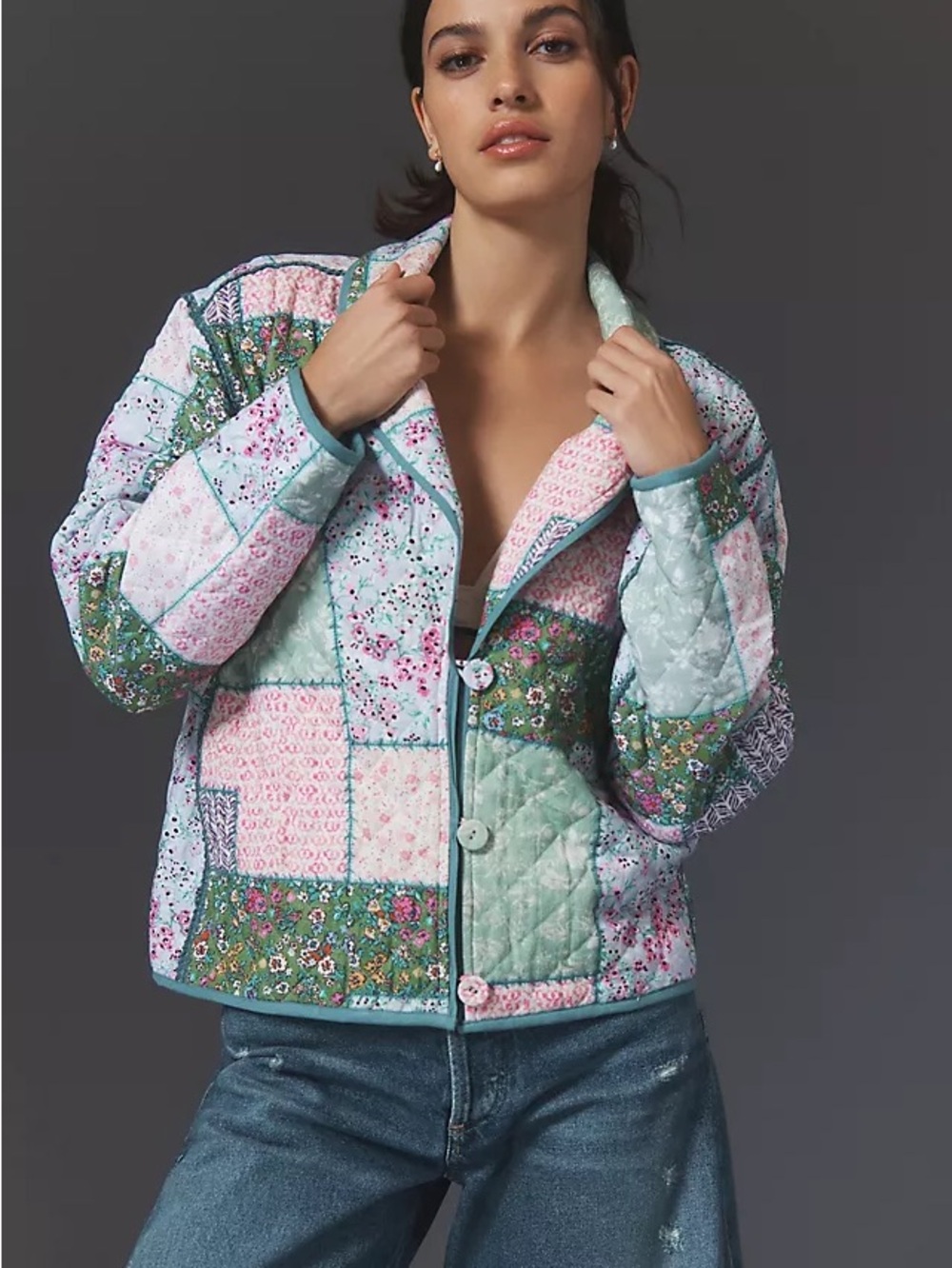 Conditions Apply By Anthropologie Printed Quilted Jacket Sz M